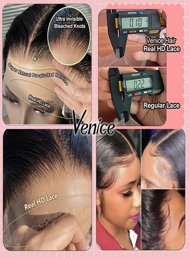 Venice Hair Real HD Lace Closure only 0.10mm Ultra-thin Invisible Crystal HD Lace Pre Plucked with Baby Hair Straight Human Hair Lace Frontal Closure (7x5 HD Straight, 16 Inch) - Image 4